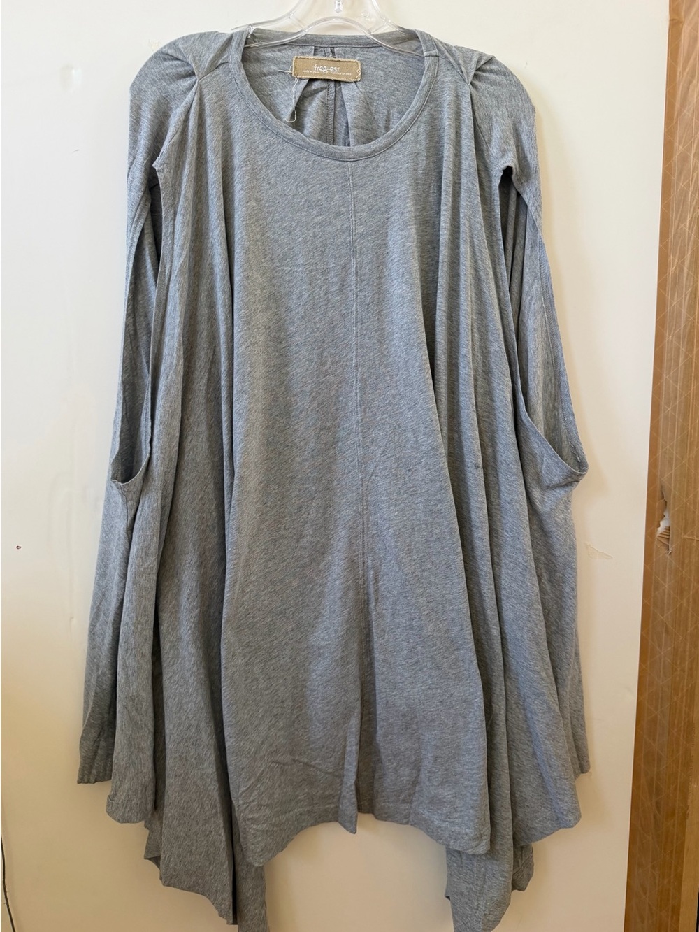 Free People Gray Long Sleeve Swing Dress